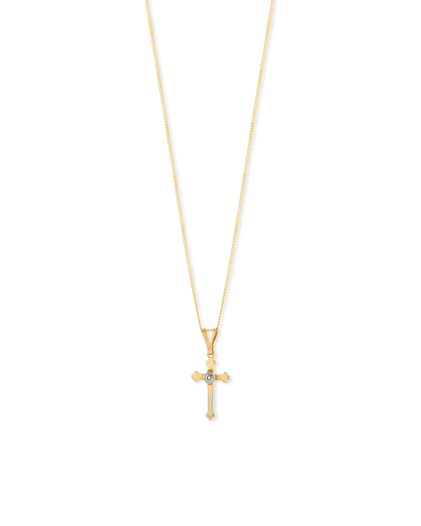 VINTAGE 9CT YELLOW GOLD DIAMOND SET CROSS