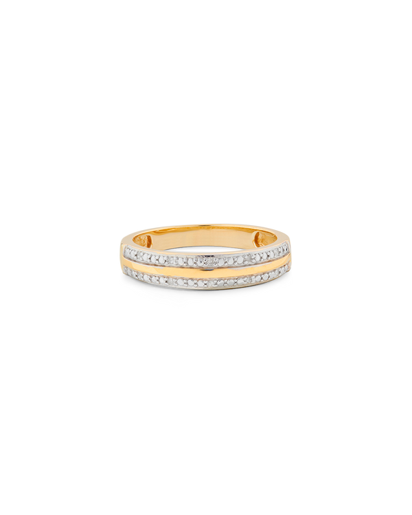 VINTAGE 9CT YELLOW GOLD DOUBLE-ROW HALF ETERNITY RING