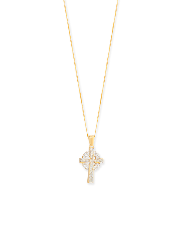 VINTAGE 9CT YELLOW GOLD PREMIUM DIAMOND CROSS PENDANT