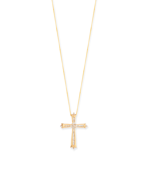 VINTAGE 9CT GOLD CROSS WITH DIAMONDS