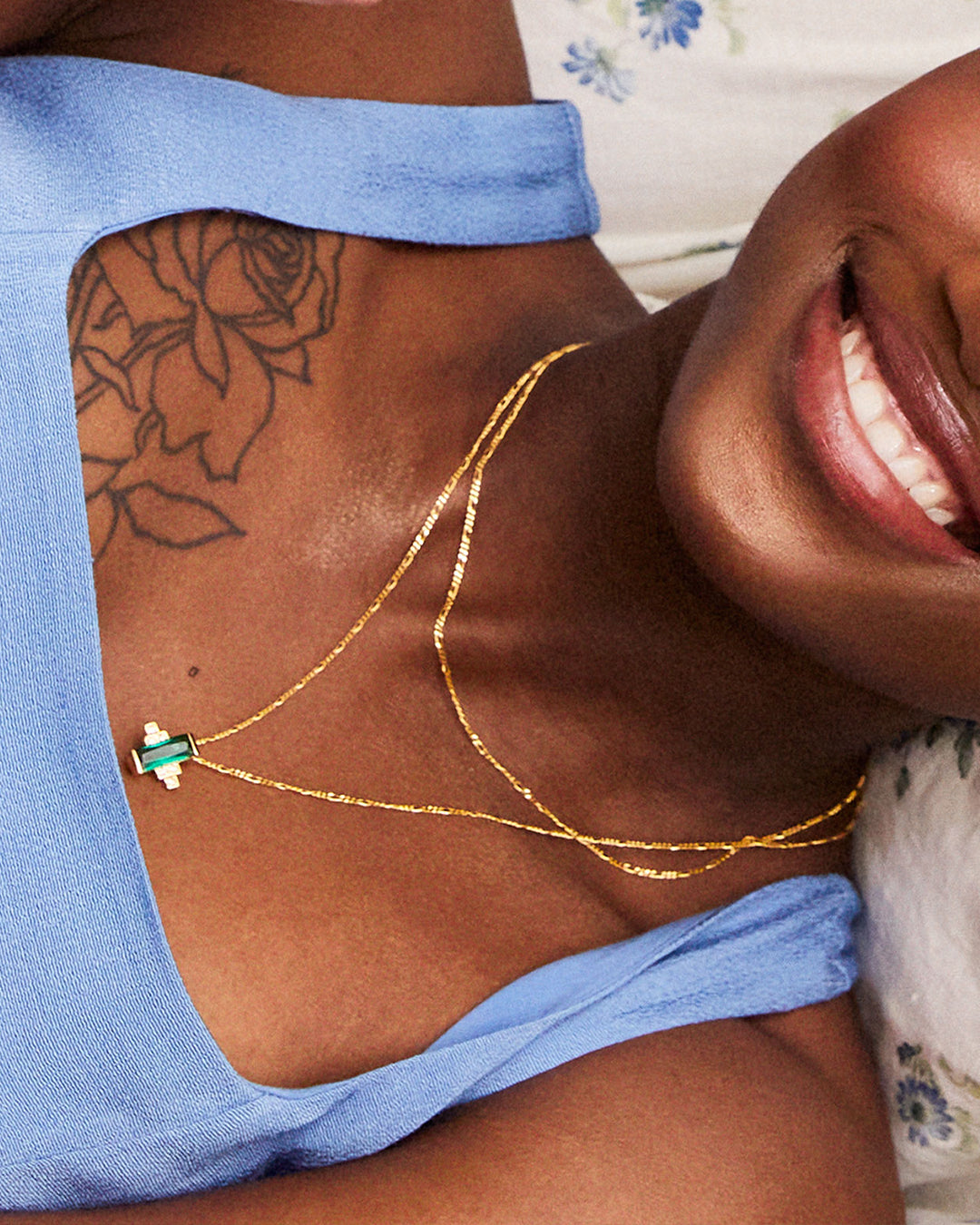 Audrey Necklace on Figaro Chain