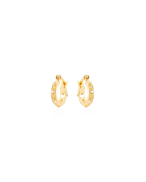 Lena Gold Hoop Earrings + Hex Charms