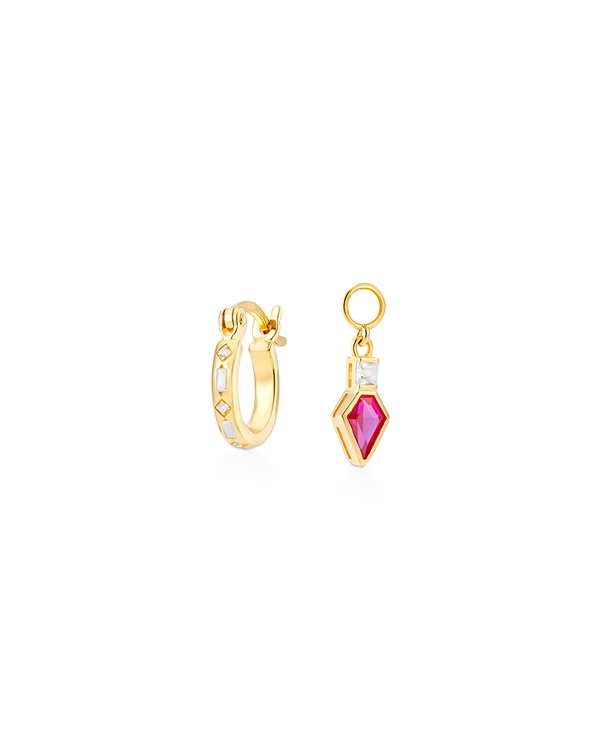 Iris Gold Hoop Earrings + Shield Charms