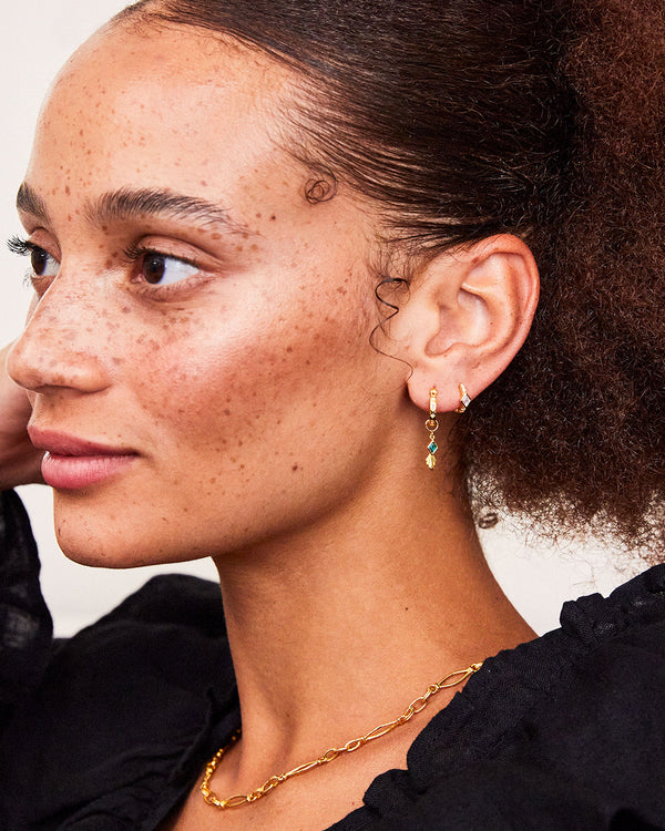 Iris Hoop Earrings + Rhombus Charms