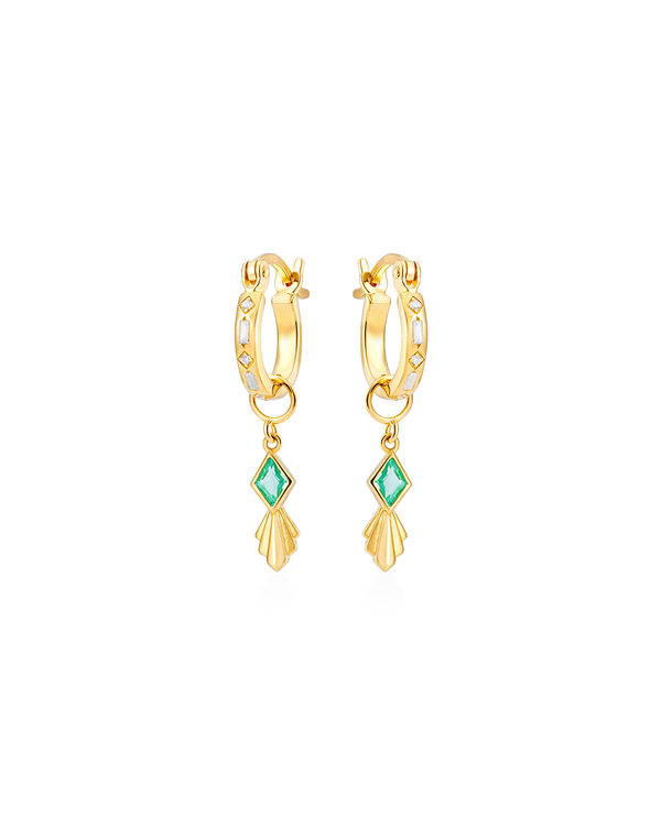 Iris Hoop Earrings + Rhombus Charms