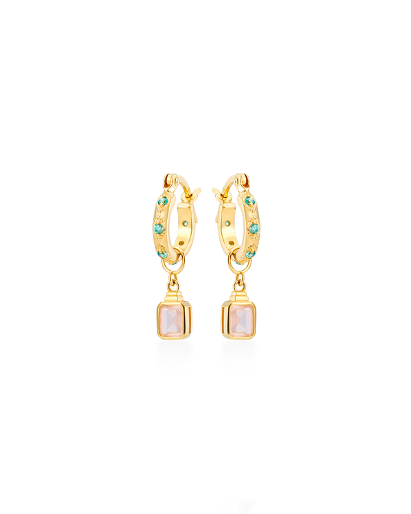 Lena Hoop Earrings + Emerald Cut Charms