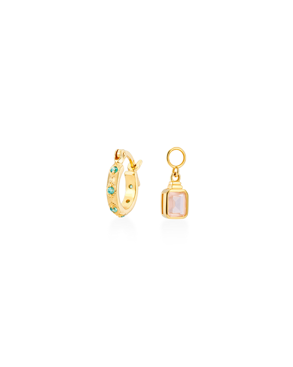 Lena Hoop Earrings + Emerald Cut Charms