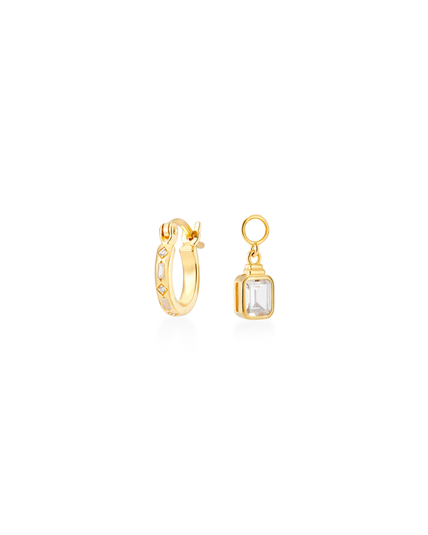 Iris Hoop Earrings + Emerald Cut Charms