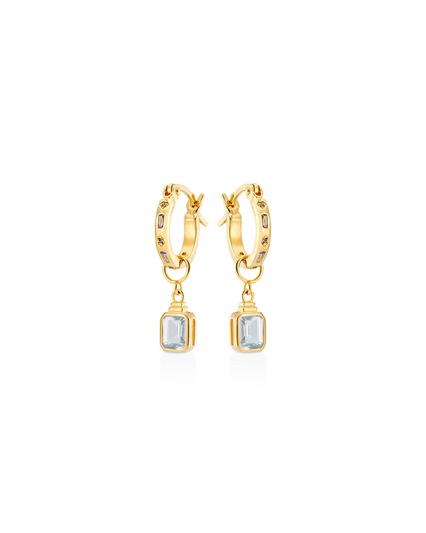 Iris Gold Hoop Earrings + Emerald Cut Charms