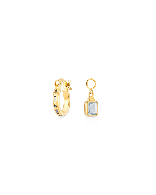 Iris Gold Hoop Earrings + Emerald Cut Charms