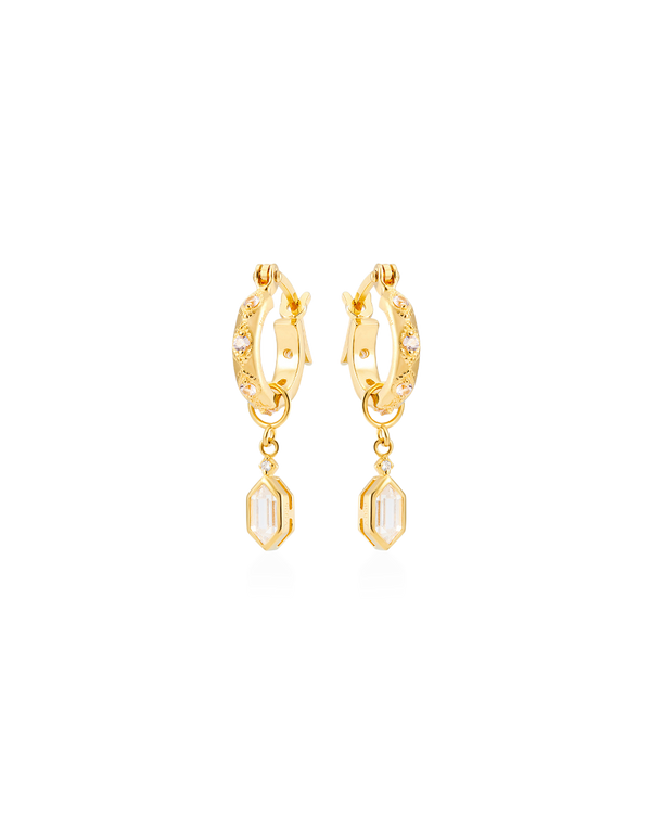 Lena Gold Hoop Earrings + Hex Charms