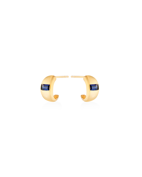 Erika Mini Chubby Blue Stone Hoop Earrings