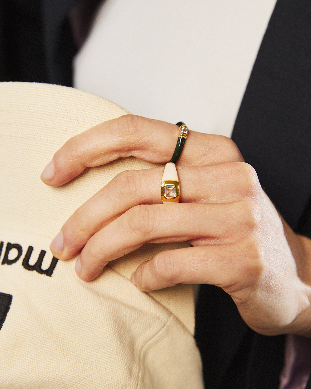 Sophie White Enamel Signet Ring