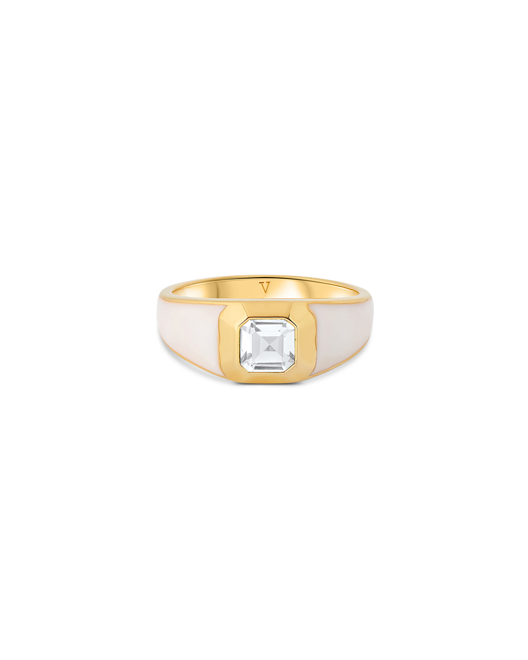 Sophie White Enamel Signet Ring