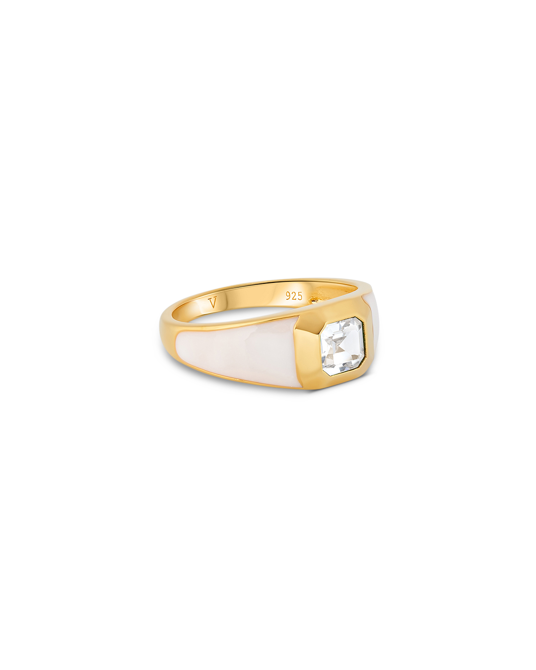 Sophie White Enamel Signet Ring