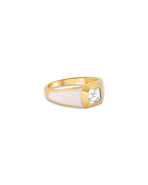 Sophie White Enamel Signet Ring