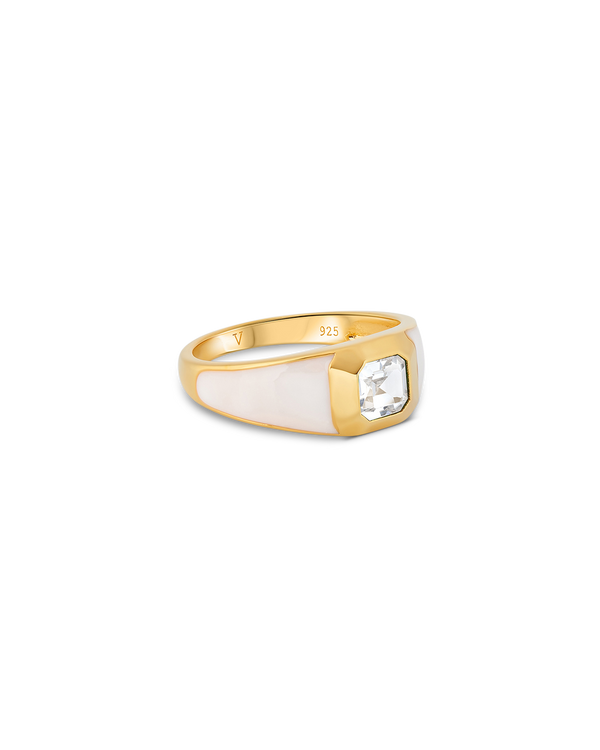 Sophie White Enamel Signet Ring