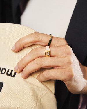 Sophie White Enamel Signet Ring