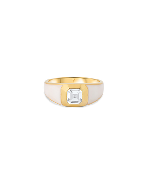 Sophie White Enamel Signet Ring