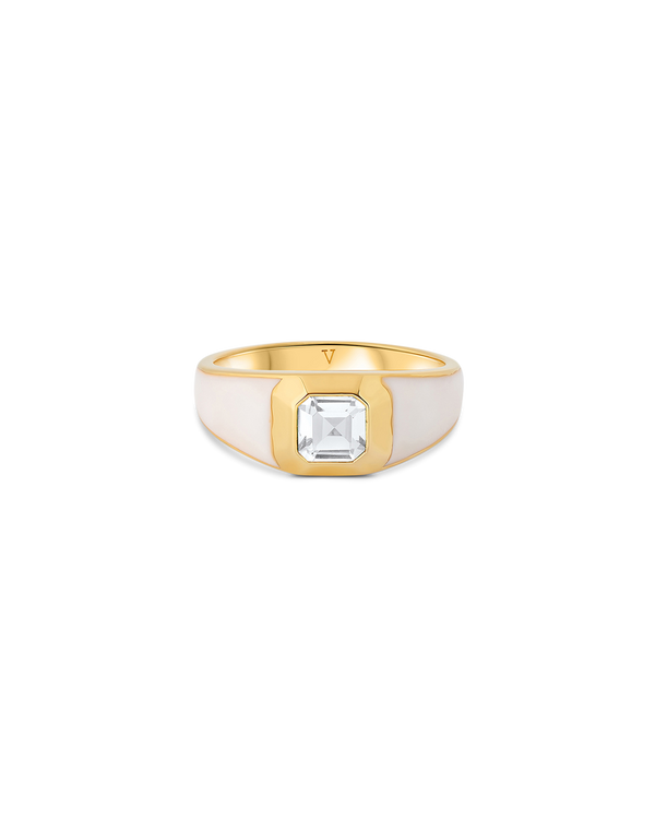 Sophie White Enamel Signet Ring