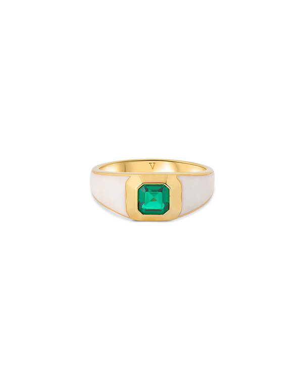 Sophie White Enamel Signet Ring