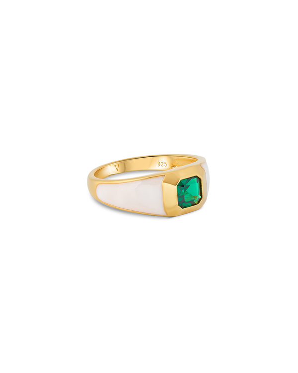Sophie White Enamel Signet Ring