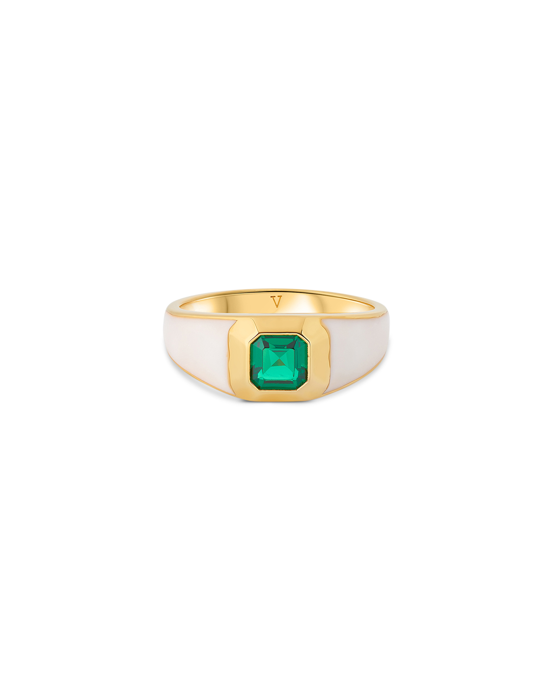 Sophie White Enamel Signet Ring