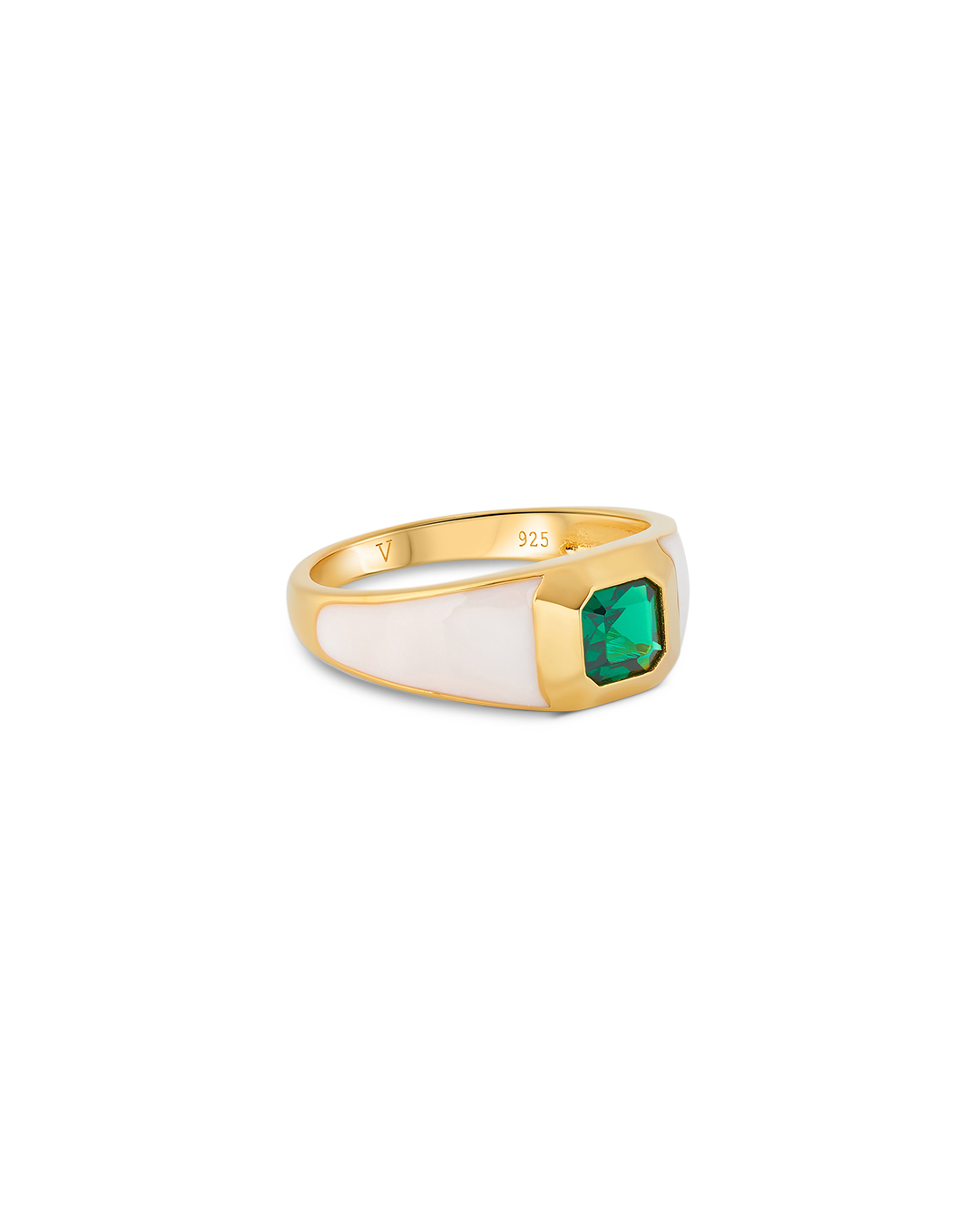 Sophie White Enamel Signet Ring