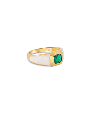 Sophie White Enamel Signet Ring
