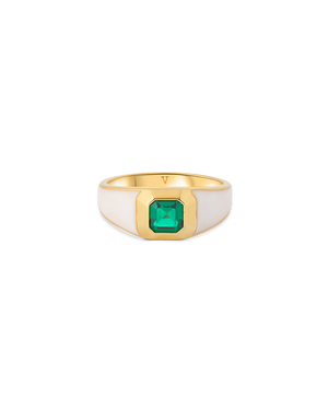 Sophie White Enamel Signet Ring