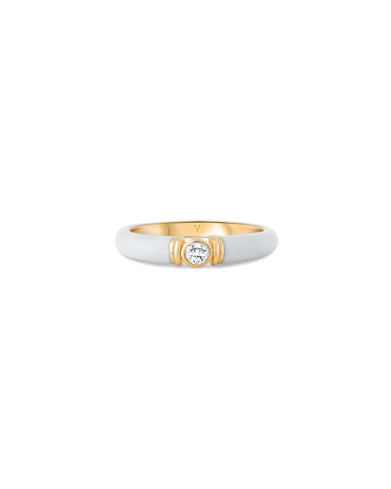 Kiki White Enamel Ring