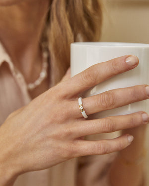 Kiki White Enamel Ring