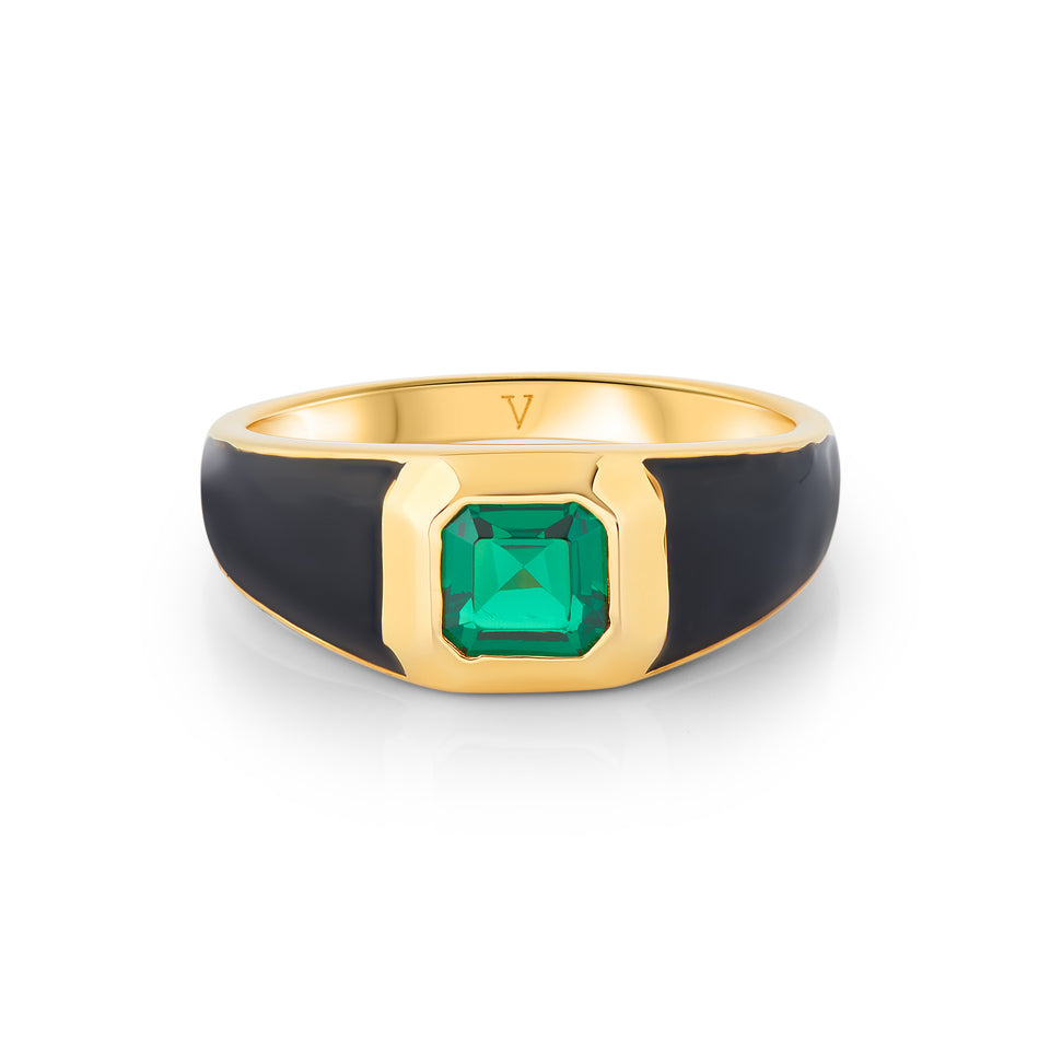 Sophie Black Enamel Signet Ring