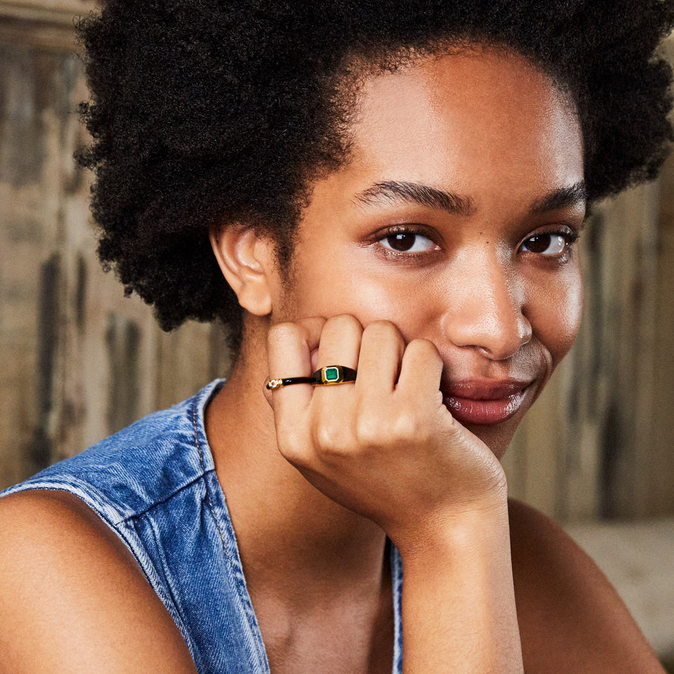 Sophie Black Enamel Signet Ring