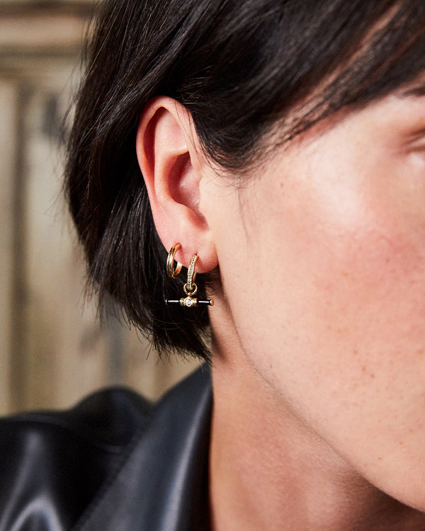 Dyllan Hoop Earrings + Black Enamel T-Bar Charms