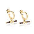 Dyllan Hoop Earrings + Brown Enamel T-Bar Charms