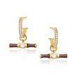 Dyllan Hoop Earrings + Brown Enamel T-Bar Charms