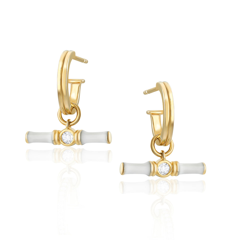 Dyllan Hoop Earrings + White Enamel T-Bar Charms