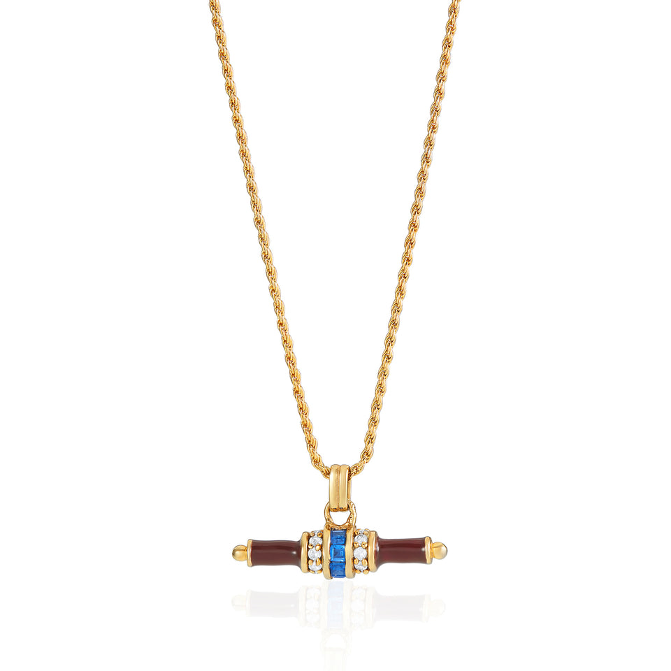 Bridget Brown Enamel T-Bar Necklace