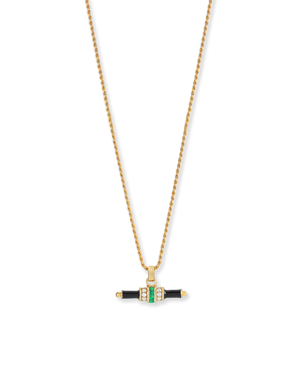 Bridget Black Enamel T-Bar Necklace