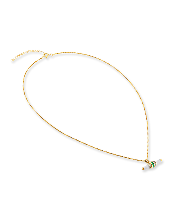 Bridget White Enamel T-Bar Necklace