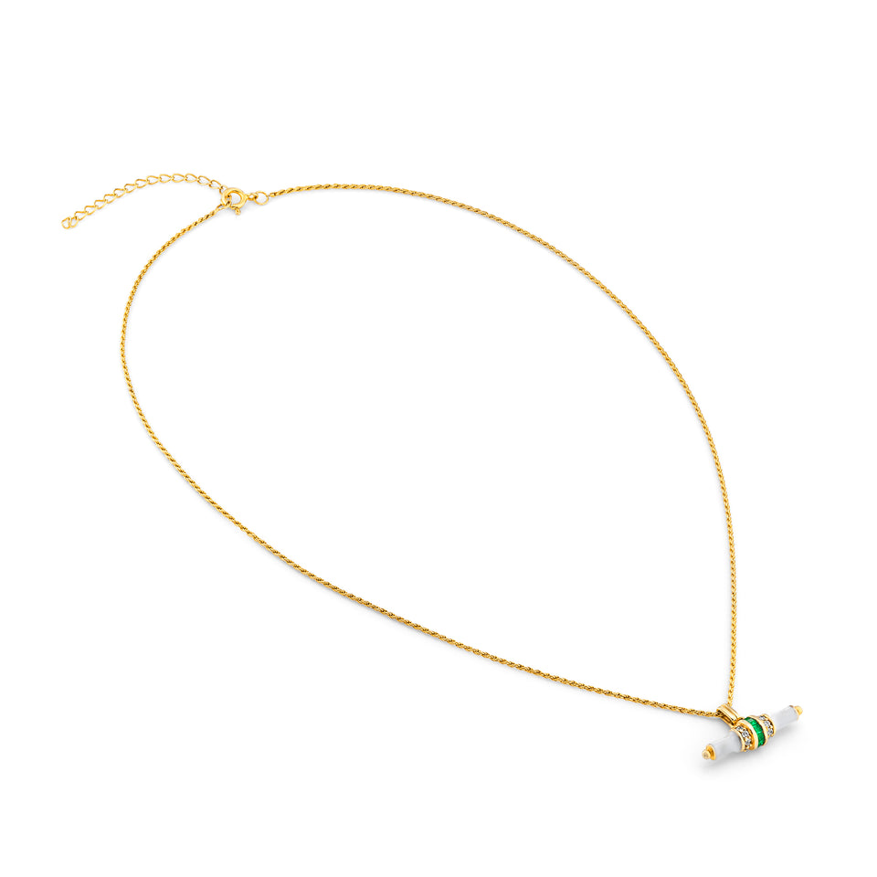 Bridget White Enamel T-Bar Necklace