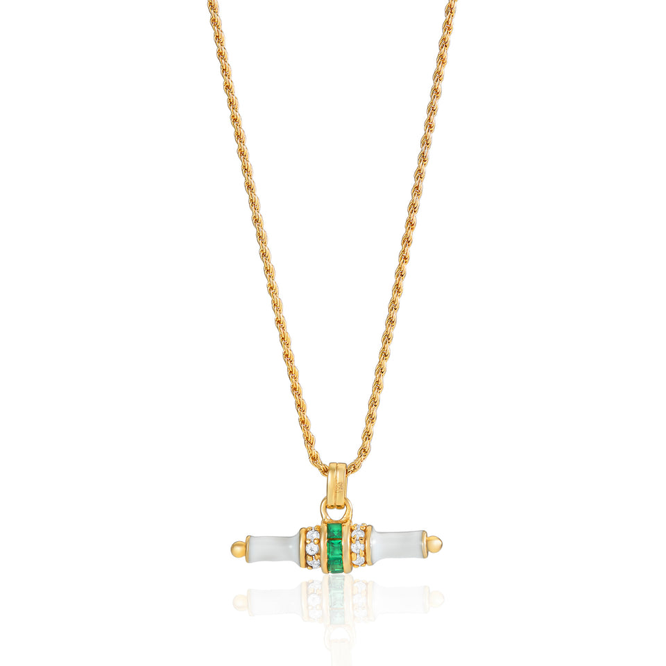 Bridget White Enamel T-Bar Necklace