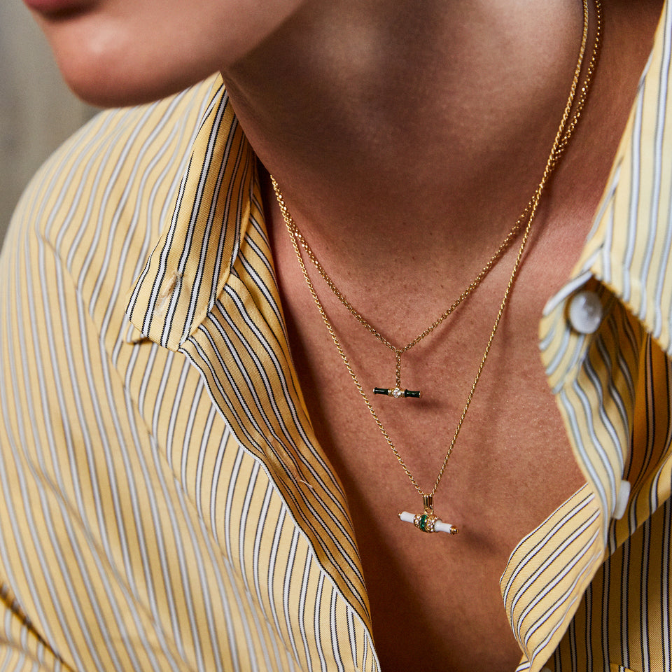 Bridget White Enamel T-Bar Necklace