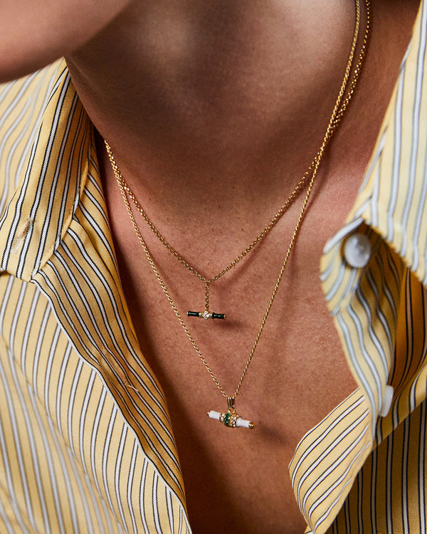 Bridget White Enamel T-Bar Necklace