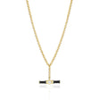 Dyllan Black Enamel Small T-Bar Necklace
