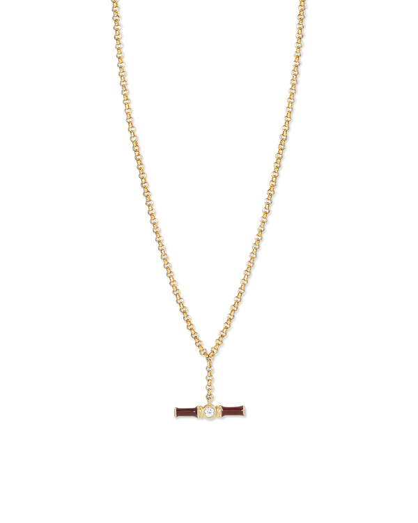Dyllan Brown Enamel Small T-Bar Necklace