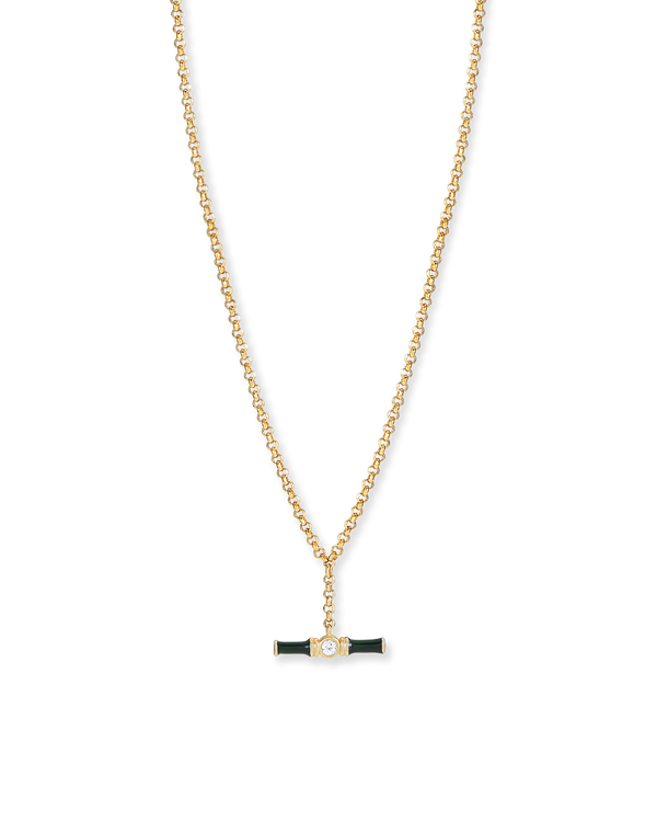 Dyllan Green Enamel Small T-Bar Necklace