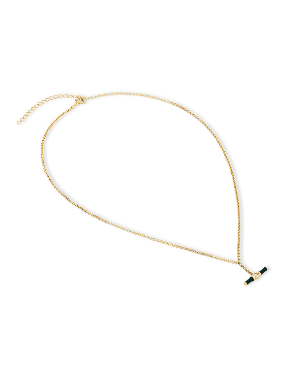 Dyllan Green Enamel Small T-Bar Necklace