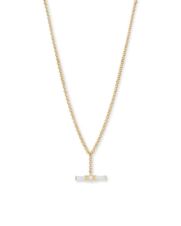 Dyllan White Enamel Small T-Bar Necklace